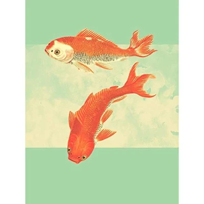Image of Wee Blue Coo Coy Carp Watercolour Flow Unframed Wall Art Print Poster Home Decor Premium