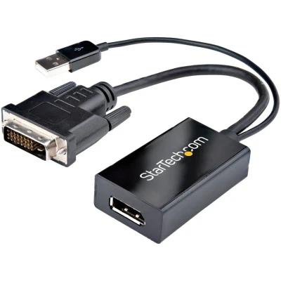 Image of StarTech.com DVI to DisplayPort Adapter USB Power 1920 x 1200 Converter Video D DP (DVI2DP2), Black