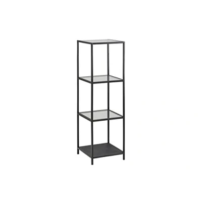 Image of AC Design Furniture Jörn Metal Bookcase with 3 Shelves, Glass Shelf, Storage Shelf for Living Room, Home Office Furniture, Bedroom Easy Assembly, H: 119, 5 x W: 33,7 D: 31,7 cm