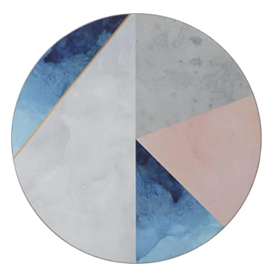 Image of Creative Tops Lot de 4 Sets Table Ronds avec Dos en liège Motif Palette geometrique Blue/Grey, 29 x 0.5 cm