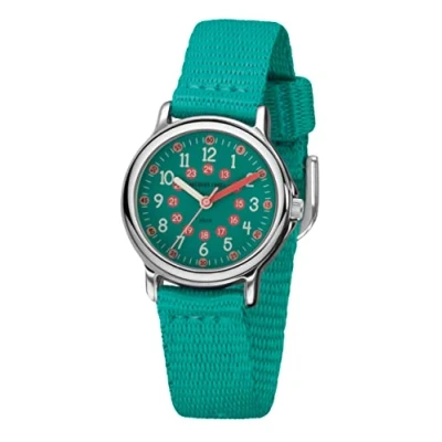 Image of JACQUES FAREL KCF 067 Kids Watch Children&#039;s Learning Girls Analogue Quartz with Textile Strap Extra Soft turquoise, Classic