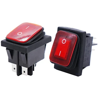 Image of Taiss/2Pcs Waterproof Rocker Toggle Switch 16A 250V 20A 125V 4 Pins 2 Position ON/Off DPST Red LED Light Illuminated KCD2 201N W R