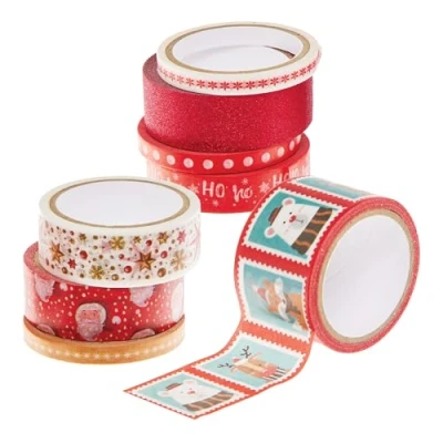 Image of Baker Ross FN353 Christmas Washi Tape Pack of 8, Arts and Crafts Supplies