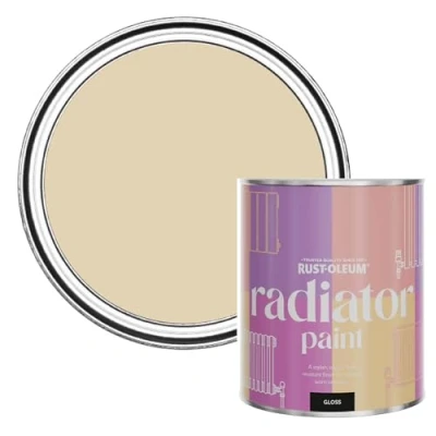 Image of Rust Oleum Beige Heat Resistant Radiator Paint in Gloss Finish Sandhaven 750ml