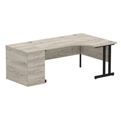 Image of Impulse 1600 R Crescent Desk Gy Oak Black Cantilever 800 High Ped