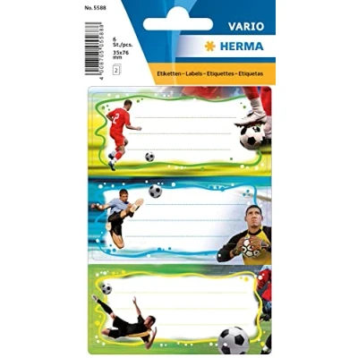 Image of HERMA 5588 Book Labels &quot;Football Player&quot; Self Adhesive School for Children, Girls and Boys, 6