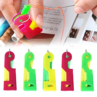 Image of 5 Pcs Automatic Needle Threader,Plastic Threader UK,Simple Threaders Hand Sewing for and DIY Threading Tool(Random Color)