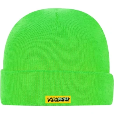 Image of Paramore Beanie Hat Band Logo Official Fluorescent Green One Size