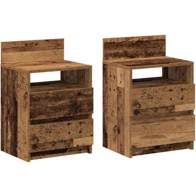 Image of vidaXL Bedside Cabinets 2 pcs with Drawers Old Wood 40x33x60 cm