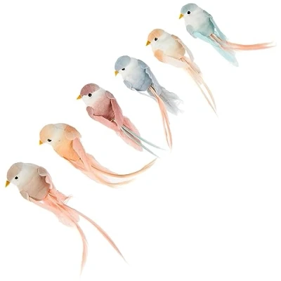 Image of Artemio 13001064 Decorative Birds Set of 6, Pastel Colours, 10 cm