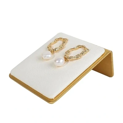 Image of GemeShou Beige Velvet stud earring holders for selling, small earrings storage board girls, Gold Jewelry display stands, studs organizer【Beige】