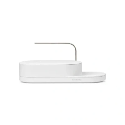 Image of Brabantia SinkStyle Organiser with Compact Design for Sponges and Dish Brush Drip Tray Airflow, Non Skid Silicone Liner Mineral Fresh White