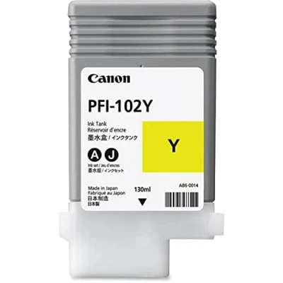 Image of Genuine Yellow Canon PFI 102Y Ink Cartridge (0898B001AA)