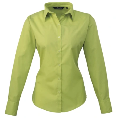 Image of Premier Womens/Ladies Poplin Long Sleeved Blouse (Lime) Green Size 12 UK