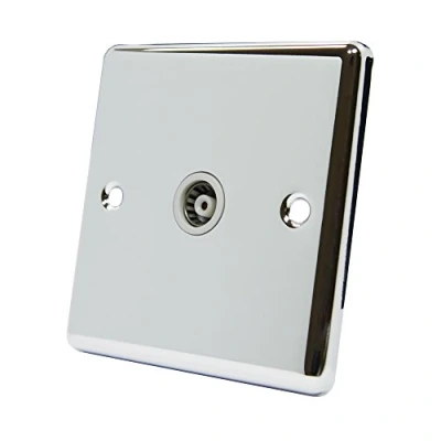 Image of AET CPC1GTVWH Polished Chrome Classical TV White Insert 1 Gang Coaxial Female Socket