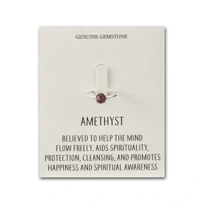 Image of Philip Jones Amethyst Adjustable Ring with Quote Card