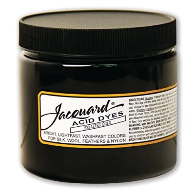 Image of Jacquard Acid Dye for Wool, Silk and Other Protein Fibers, 8 Ounce Jar, Concentrated Powder, Aztec Gold 633