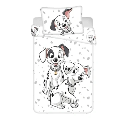 Image of Jerry Fabrics 101 Dalmatians Bedding Set for Cot or Small Bed, Duvet Cover 100 x 135 cm + Pillowcase 40 60 cm, Reversible