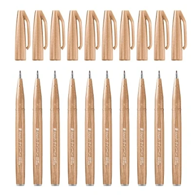 Image of Pentel Brush Sign Pen Light Brown Pack of 10