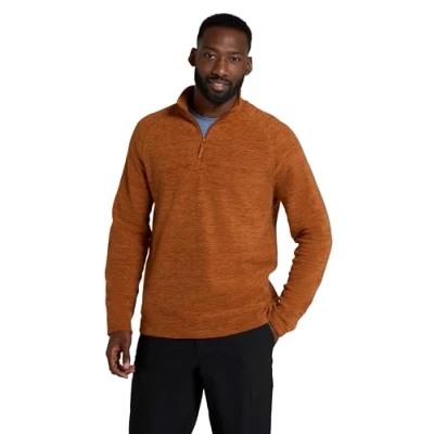 Image of Mountain Warehouse Snowdon Mens Micro Fleece Top Warm, Breathable, Quick Drying, Zip Collar Sweater, Soft &amp; Smooth Pullover For Autumn Winter, Travelling, Walking Rust 4XL