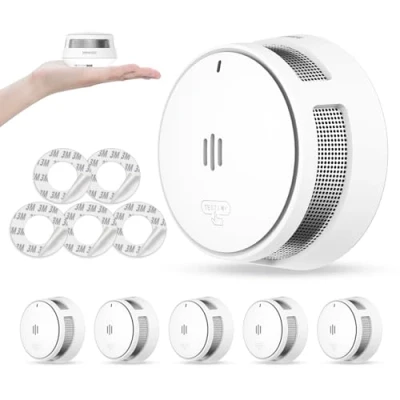 Image of Smoke Alarm, 10 Years Battery, Alarms for Home, Fire Alarm with Mute Remotely Function,Big Test/Silence Button Alarms, Conforms EN14604, UKCA (5 Smoke)