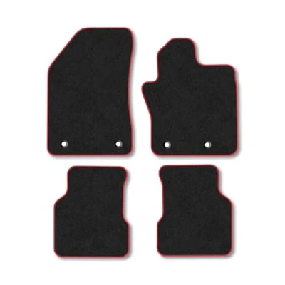 Image of Car Mats Compatible with Jeep Compass (2018 ) Tailored Fit Red Carpet Floor Set Accessory Custom 4 Pieces Anti Slip Backing &amp; Binding Trim Edge
