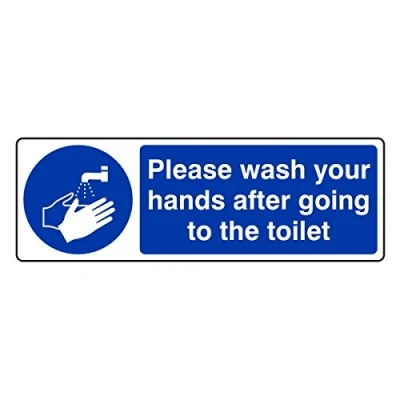 Image of 300mmx100mm Please Wash Your hands After Going to the Toilet Catering Sign Sticker Self Adhesive