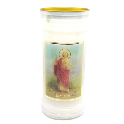 Image of St. Jude candle 72 hour burn Prayer Saint Catholic 15cm White