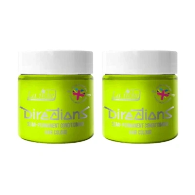 Image of 2x La Riche Directions Semi Permanent Hair Color 100ml Tub Fluorescent Lime