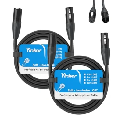 Image of Yinker XLR Cable Male to Female Microphone Oxygen Free Copper 5ft/1.5m 2 Pack