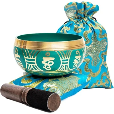 Image of Tibetan Singing Bowl Set with Bag Easy To Play Authentic Handcrafted Mindfulness Meditation Holistic Sound 7 Chakra Healing Gift by Himalayan Bazaar