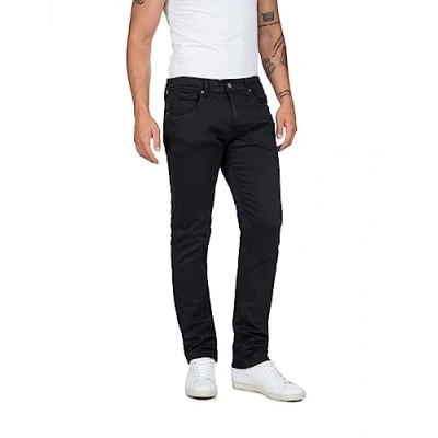 Image of Replay Men&#039;s Grover Straight Fit Hyperflex Color X Lite Jeans with Stretch, Black (Black 040), 28W / 30L