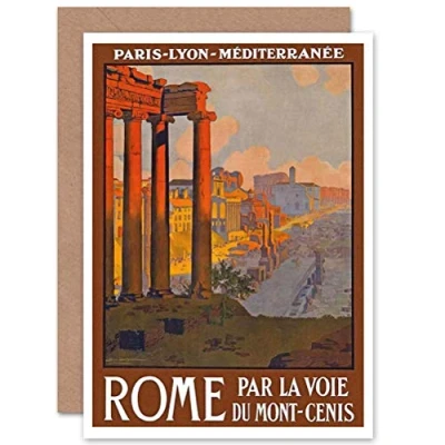 Image of Wee Blue Coo Personalised Rome Italy Plm Railways France Vintage Travel Advert Greeting Card Arty Art All Occasion Birthday
