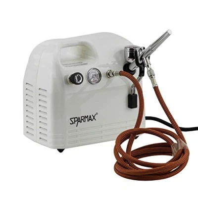 Image of Spraycraft Professional Airbrush &amp; Compressor Kit, Metal, White Silver, 16x9x16 cm
