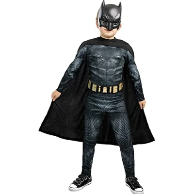 Image of Funidelia Batman Costume Justice League for boy The Dark Knight, Superheroes, DC Comics kids, accessory fancy dress Halloween, carnival &amp; parties Size 7 9 years Black