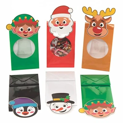 Image of Baker Ross FC273 Christmas Treat bags Pack of 10, Festive Sack for Favours, Gifts and Rewards, Small Gift Kids