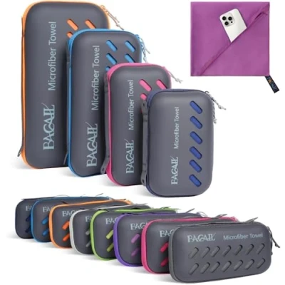 Image of BAGAIL Microfibre Travel Towel, Perfect Camping Swimming Towel and Beach Quick Dry Super Absorbent Ultra Compact, Great for Sports, Gym, Yoga Backpacking