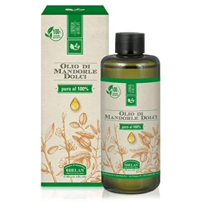 Image of Helan, I Rimedi Sweet Almond Oil for Skin, Massage Sensitive Organic Against Skin Ageing &amp; Free Radicals, 100% Pure Oil, Perfect DIY Cosmetics Made in Italy, 200 ml