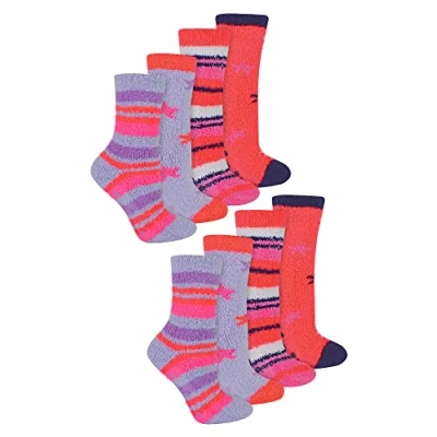 Image of Sock Snob 8 Pairs Girls Fluffy Bed Socks