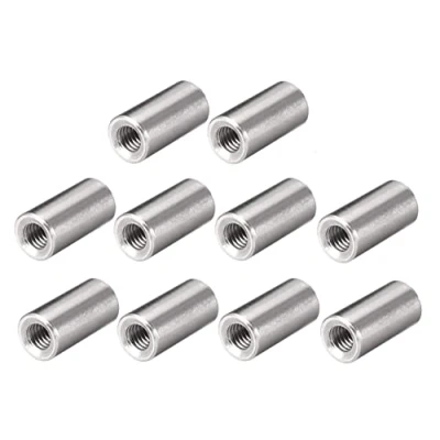 Image of TERF® M8 (8mm) X 30mm Long Round Coupling Nut Female Threaded Bar Rod Studding Connector Deep For Home Office Workshop Industrial Constructor and Multi Purpose Use Pack of 10