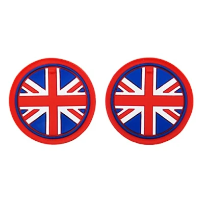 Image of 2pcs Water Cup Bottle Holder Anti Slip Pad Mats for Mini Cooper F54 F55 F56 F57 F60 R55 R56 R57 R58 R59 R60 R61 Hardtop Clubman Hatchback Covertible Roadster Countryman (73mm, Union Jack Red)