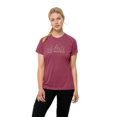 Image of Jack Wolfskin Women&#039;s Morobbia Vent T W Short Sleeved Shirt, Sangria Red, XS