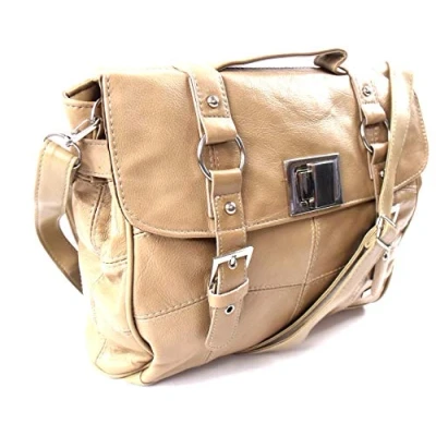 Image of Lorenz Unisex Messenger Bag In Leather (Tan)