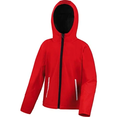 Image of Result Kids R224J kt Core Tx Performance Hooded Softshell Jacket Red/Black, Large/Size 9/10