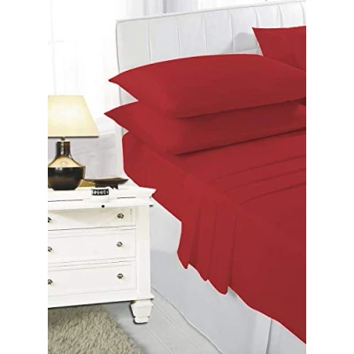 Image of Red 2ft 6&quot; (76cmx190cm) Percale Bunk Bed Fitted Sheet Caravan Campervan Small Single