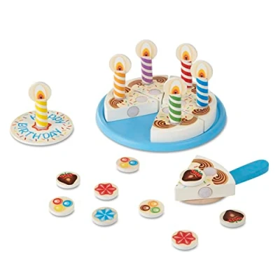 Image of Melissa &amp; Doug 10511 Wooden Birthday Cake Pretend Play Food 3+ Gift for Boy or Girl, 33 x 23 4 cm