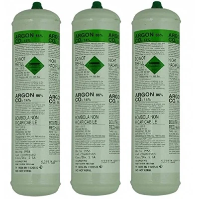 Image of 3 X Argon CO2 Disposable Welder Gas Bottle 60 L Litre For Gasless Mig