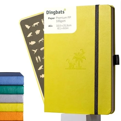 Image of Dingbats* Earth Dotted Journal A5 Vegan Leather, Hardcover, Ideal for Work, Travel Pocket, Elastic Closure, Bookmark