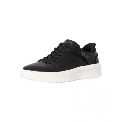 Image of Skechers Men&#039;s Hands Free Slip ins Court Break Double Vented Sneaker, Black Duraleather/Mesh, 6 UK