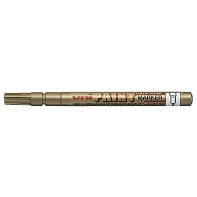Image of Uni Coloured Fine (0.8 1.2mm) PX 21 Gold Oil Paint Marker Pen Metal Glass Wood Plastic Stone Outdoor Bullet Nib Tip (Pack Of 1)